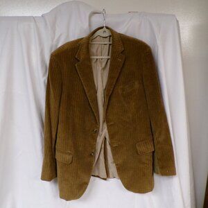 Dockers Corduroy Blazer Mens 44R Tan Cotton 2 Leather Buttons Lined Jacket